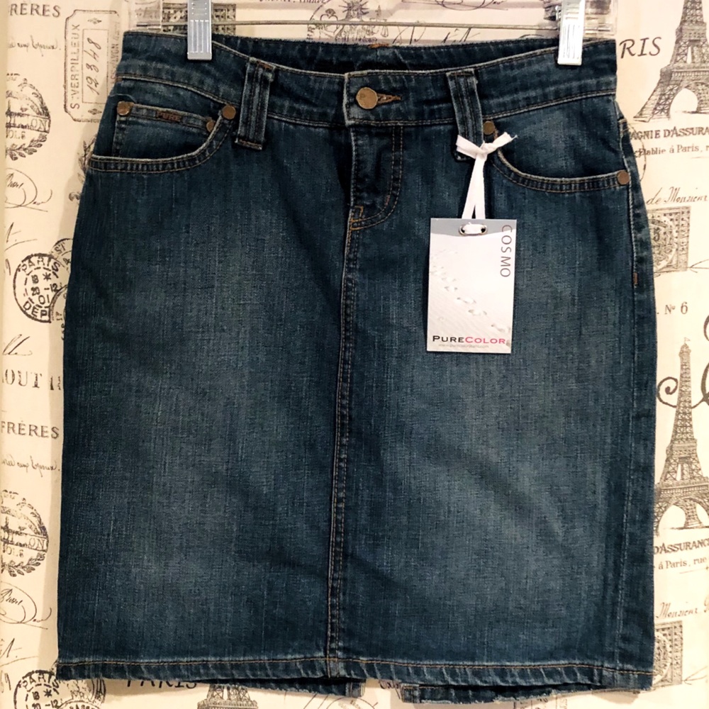 Pure Color Boutique Denim Midi Skirt NWT Dark Wash Jean Skirt Vogue - Picture 12 of 15